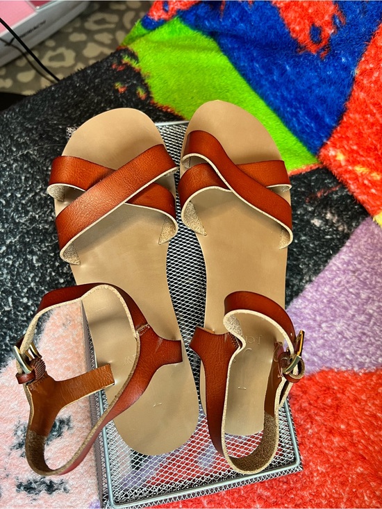 J. Crew Shoes - J.Crew Brown Crisscross Ankle Strap Sandals Size 9